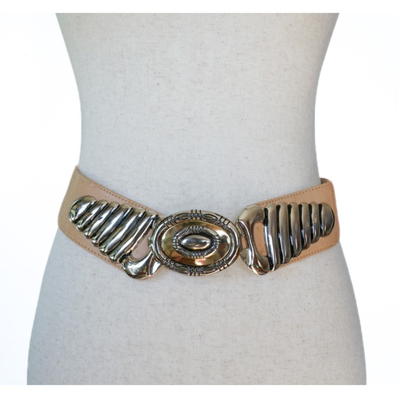 VTG 80s Wide Genuine Leather Waist Hip Belt 44" Statement Retro Western Cowgirl - Picture 1 of 14